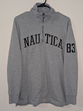 Men's Medium Nautica 83 Quarter Zip Pullover Collared Shirt Hoodie 100% Cotton